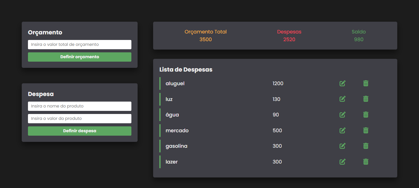 Projeto dia 5: Controle Financeiro